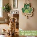 Wooden Shamrock Door Sign - 12 inch Four Leaf Clover Wall Hanging Decor, Rustic Farmhouse Lucky Home Sign for Front Door, Porch, Living Room Wall Art & Housewarming Gift (DOG)