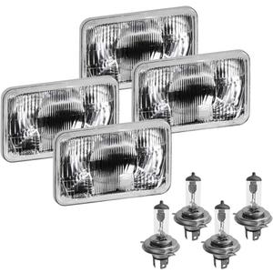 Parts N Go 4x6 Rectangular Plain Conversion Headlights Halogen H4 Bulb Set - H4656, H4651