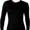MERIWOOL Women's Base Layer 100% Merino Wool Midweight Long Sleeve Thermal Shirt (Medium, Black)
