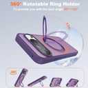 Compatible with Google Pixel 10/Pixel 10 Pro Case with 360 Magnetic Ring Stand [Compatible with Mag-Safe] Shockproof Translucent Phone Case 6.3" for Women Men, Purple