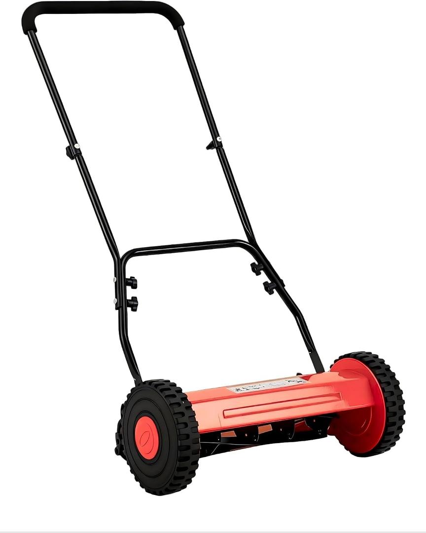 IDEALHOUSE Quiet Eco-Friendly Hand Push Reel Lawn Mower – 16-Inch 5-Blade