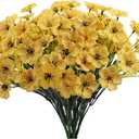 12 Bundles Yellow Artificial Flowers Faux Floral, No Fade Faux Flowers Fake Plastic Plants for Decoration Hanging Planters Indoor Outside Garden Porch Window Box