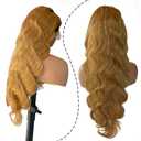 Belaved 30 Inch 13X4 Lace Front Wigs Human Hair Honey Blonde with Black Roots 1B/27 Ombre Lace Front Wig Human Hair Pre Plucked with Baby Hair 180% Highlight Glueless