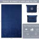 Travel Blanket, Soft 2-in-1 Airplane Blanket, 65x40 Inches, Travel Blanket Airplane Compact with Bag, Car Blanket with Luggage Sleeve & Backpack Clip (Navy Blue)
