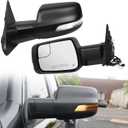 19-24 Left Driver Side Mirror Compatible with Ram 1500 2019 2020 2021 2022 2023 2024 2025, W/Heated/Power Folding/Power Glass/Puddle Light/Signal Light(14pins), Standard Driver Side Mirror Size