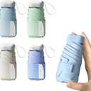 Mini Portable Travel Umbrella for Rain & Sun UV Protection for Backpack Pocket (Ice Blue)