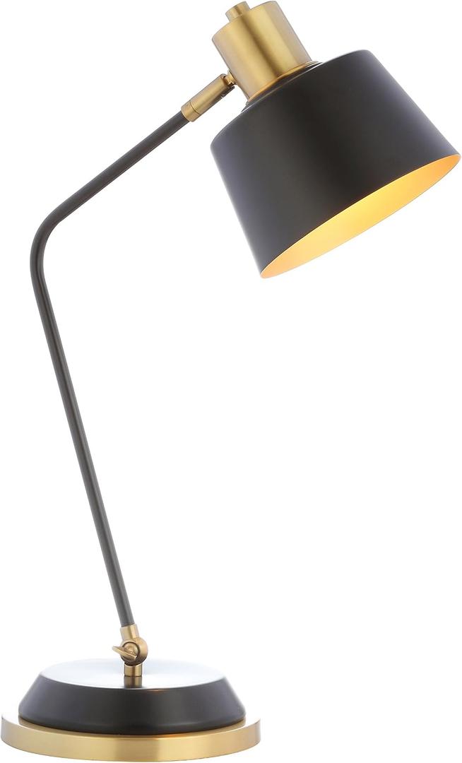 JONATHAN Y 23" Black/Brass Gold 1-Light Metal LED Task Lamp, Modern Arched Desk Lamp for Home Office or Reading Nook with Tilting Head, UL Listed, LED Bulb Included JYL6002A