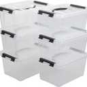 6-Pack Small Clear Storage Boxes, Plastic Bin with Lid, 5.5 Liter