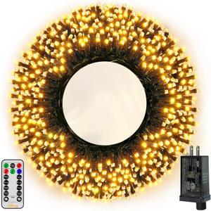 Ollny Christmas Lights, 500LED 164FT Long Christmas Tree Lights with 8 Modes Remote Timer IP44 Waterproof, Outdoor Christmas Lights for Tree House Yard Outside Xmas Decorations Warm White