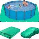 12 x 12 Ft Pool Ground Cloth, Green Pool Protector Tarp Swimming Pool Liner Pad Waterproof Ground Mat for Above Ground Swimming Pools