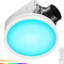 Bathroom Exhaust Fan with RGB Lights, 110CFM/1.0 Sones Vent Fan with 3 Color Temperatures, 5 Adjustable Brightness, Easy to Install, Remote Control, Quiet Ventilation Fan for Bath, Shower, Attic