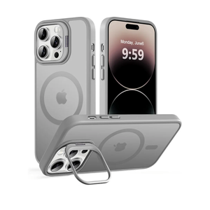 Magnetic Case for iPhone 14 Pro with Kickstand, Compatible with Magsafe, Built-in Camera Stash Stand, Military Protection, Skin Feeling Phone Case for iPhone 14 Pro, Titanium Gray