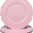 Spsyrine Pink Charger plates, 13 Inch Set of 6 Chargers for dinner plates, Serve ware Plate for Wedding Bulk, Parties, Christmas, Holiday Table Setting