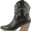 Soda BLAZING ~ Women Western Bootie Pointe Toe with Low Heel (8, Black Pu)
