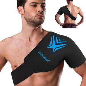 Shoulder Ice Pack Rotator Cuff Cold Therapy Flexible Reusable Gel Ice Cold Pack Compression Wrap for Injuries Pain Relief & Tendonitis, Recovery After Shoulder Surgery, Swelling(Black)