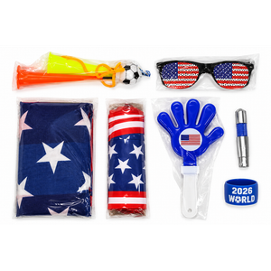 Soccer Fan Gear Set for 2026 World Tournament, Soccer Party Favors Kit with Flag,Scarf, Face Paint, Clapper, Horn&Glasses,Supporter Accessories for Game Day, Sports Event, Gift