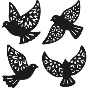 Capoda 4 Pcs Metal Bird Wall Art Flying Bird Wall Decor Birds Sculpture Silhouette for Scandinavian Home Decor Office Rustic Room Patio Garden Outdoor Decoration Memorial Gift Sympathy Cemetery Grave