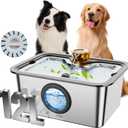 12L/3gal Stainless Steel Large Dog Water Fountain for Large Dog, Electric Pet Water Dispenser with Water Level Window&LED, Cat and Dog Fountain Water Bowl for Multi-Pet Home,Super Quiet