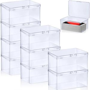 Qunclay 10 Pcs Plastic Game Card Storage Box, Playing Cards Box, Clear High Capacity Playing Card Case Storage Boxs Organizer Compatible, 4.33 x 2.95 x 2.17 Inch(No Cards)