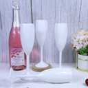 12 Pcs Plastic White Champagne Flutes 6 OZ Acrylic Wine Glasses Wedding Toasting Flute Goblet Reusable Champagne Cups for Bachelorette Party Wedding Bar Anniversary (White)
