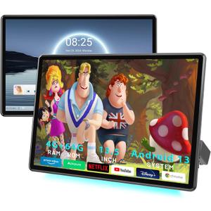 13.5 Inch 4G+64G Android 13 Dual Car Headrest Video Player,Rear Seat Car TV with 4K IPS Touchscreen,Car Headrest Monitor Support WiFi/Bluetooth/Wireless Airplay/Mirror Link/HDMI/SD/USB/OTA Updates
