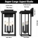 Extra Large Outdoor Wall Light Fixture,Black Outdoor Wall Sconce,Exterior Garage Lights, Modern Exterior Lights for House,Waterproof Front Porch Lanterns with Toughened Glass E12 1 Pack