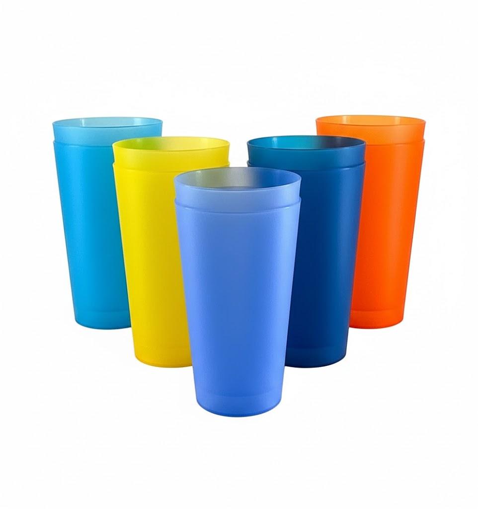 AOYITE Large Plastic Cups Reusable - 32 oz Water Tumblers Unbreakable Drinking Glasses set of 12 - BPA Free Dishwasher Safe Big Plastic Cups for Kids Kitchen Camping Party Outdoor (Assorted)