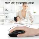 TECKNET Wireless Mouse, 2.4G Quiet Computer Mouse with USB Receiver, 4 Buttons Portable Cordless Mice for Chromebook, Laptop, PC, Mac, 800/1200/1600 DPI - Black