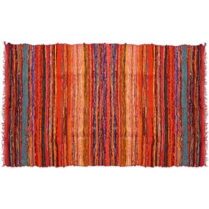 INDIAN ARTISTIC Multicolor Chindi Rag Rug 4x6 Ft  Handwoven Recycled Cotton Reversible Area Rug  Vibrant & Eco-Friendly Living Room Carpet  48x72 Inch (Red)