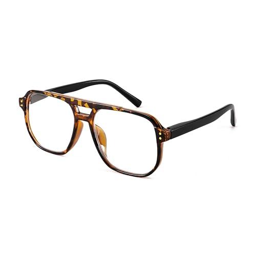 FEISEDY Retro Aviator Reading Glasses Women Men Blue Light Blocking Reader Plastic Lightweight Frame B0071(Leopard, 2.5x)