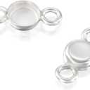 925 Sterling Silver Bezel Cups - Set of 12 Pendant Tray - 4mm Sterling Silver Round Blank Bezel with 2 Loops- Cabochons for Jewelry Making - DIY Jewelry Supplies for Bracelets and Earrings