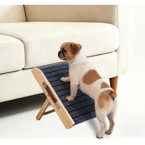 In hand Mini Foldable Pet Ramp, Joint Stress Relieving Dog Ramp for Couches & Beds, Non-Slip Low-Angle Ramp for Small Dogs, Portable Assist Stairs with Carrying Handle