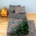 Holawakaka Kids Zipper Bedding Glow in The Dark Comforter Set, Boys Girls Twin Size Dinosaur Print Zippered Bed Sets,Toddler-boy Child Dorm Zip Bedding