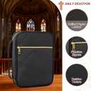 Bible Cover Case for Women, Quilted Large Handle Vegan Leather Bible Bags with Bible Study Supplies Accessories Church,Classroom,Campus,Neighborhood Association (Vintage Black,M/L)