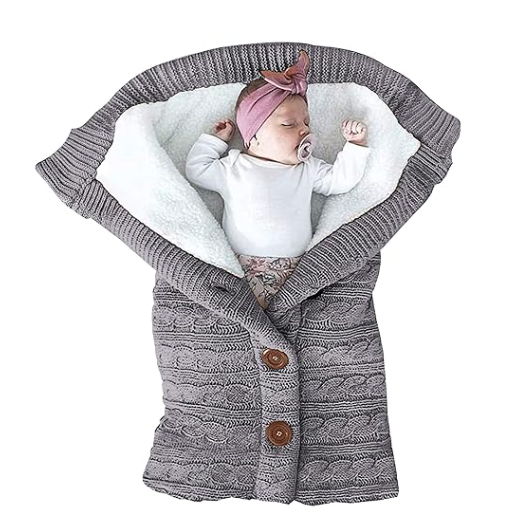 XMWEALTHY Unisex Infant Swaddle Blankets Soft Thick Fleece Knit Baby Girls Boys Stroller Wraps (Baby Grey1)