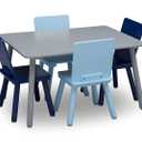 Delta Children Kids Table and Chair Set (4 Chairs Included), Grey/Blue