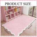 Drydiet Pink Scalloped Area Runner Rugs 4' x 6' Aesthetic Soft Bedroom Washable Carpet for Nursery Bedroom Decor Hallway Entryway Playroom