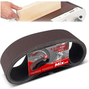 4 x 36 Inch 100 x 915 mm Sanding Belts Set - 15-Pack with 80/120/150/240/400 Grits, Aluminum Oxide Abrasive Belts for Woodworking