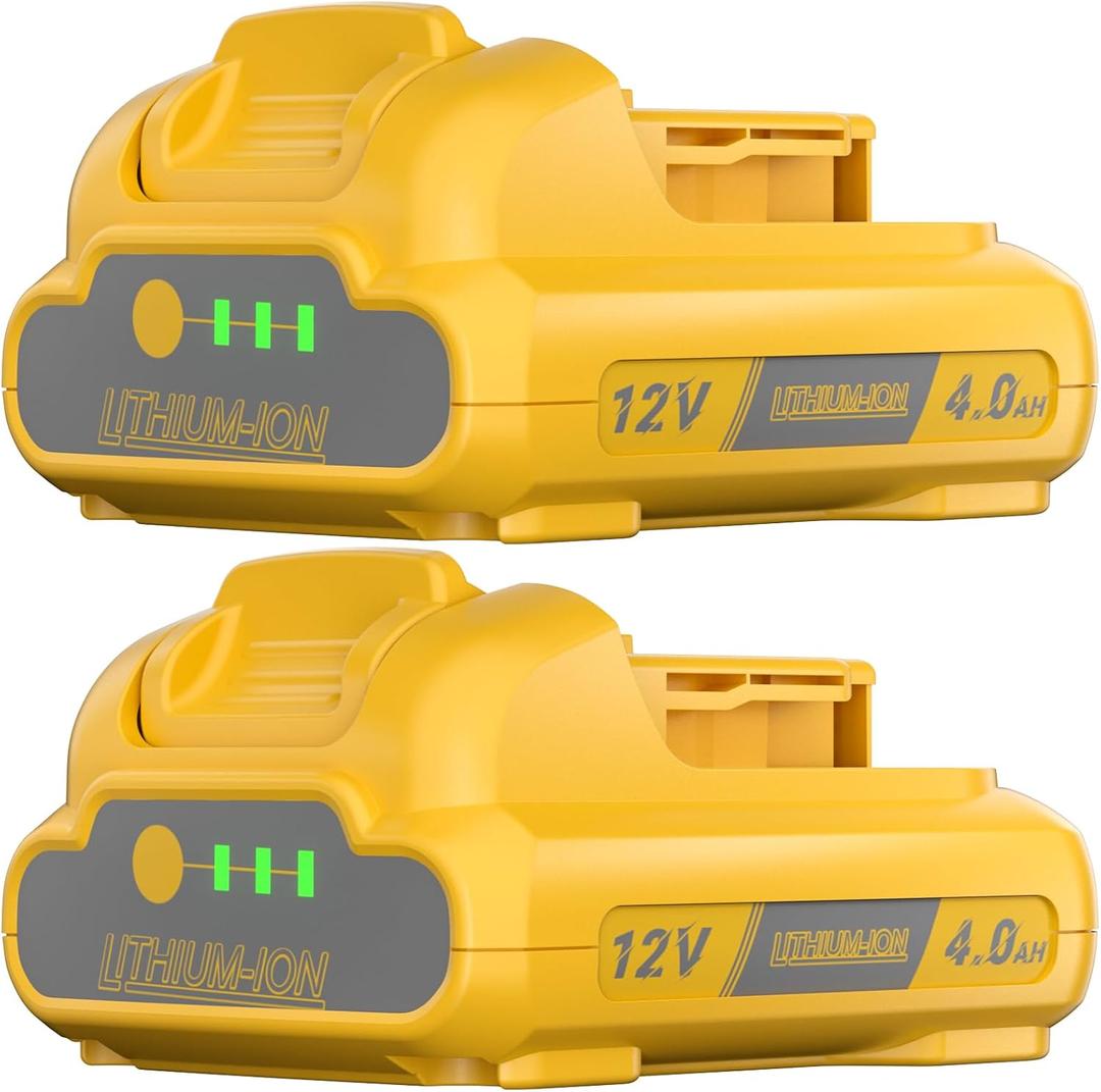 Replacement for Dewalt 12V Battery DCB120 4.0Ah - Replacement for DCB120, DCB121, DCB127 DCB124 - Lithium-Ion Rechargeable Batteries for Dewalt 12volt Cordless Tools 2-Pack