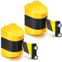 Barydat 16.4 ft Magnetic Retractable Wall Mount Barrier, Crowd Control Safety Belt with ABS Case for Grocery Retail Store Stadium(Black Yellow Rope,Yellow,2 Pcs)