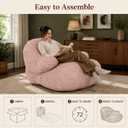 Bean Bag Chair, Corduroy, Ergonomic Support, Modern Style, Adult Size, Living Room (Pink)