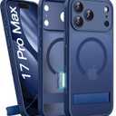 BXYJY for iPhone 17 Pro Max Magnetic Case with Stand, Camera Control, Compatible with MagSafe, Full Lens Protection, Military Grade Shockproof, Translucent Men Women Slim Thin Case for 17 Promax, Blue