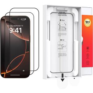 SOOPII Tempered Glass Screen Protector for iPhone 16 Pro, [Fast and Easy Installation],[Military Grade Protection] Full Coverage Fit Bubble Free Protection for Apple 16 Pro 6.3inch (2-Pack)