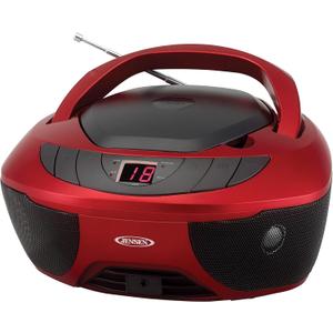 Jensen CD-475R Portable Sport Stereo Boombox CD Player with AM/FM Radio and Aux Line-in & Headphone Jack (Red)