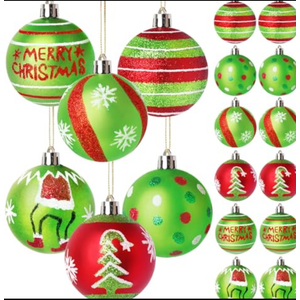 Christmas Balls Ornaments Set, 16Pcs 2.4 Inch Christmas Tree Ornaments, Red and Green Shatterproof Christmas Tree Balls for Xmas Decorations