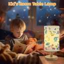 Dinosaur Lamp,Dinosaur Room Decor for Kids,Cartoon Desk Table Lamp for Kids Bedroom,Dino Gifts for Boys,3 Colors Bedside Nightstand Night Light with Flaxen Fabric Shade for Boys Girls Nursery