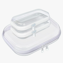 3Pcs Clear Hard Plastic Zipper Case, Professional-Grade Plastic Clear Zipper Pencil Case, Toiletry Pouch, Travel Organizer, Cosmetic Bag, Toy Storage Bins (1L+2M)