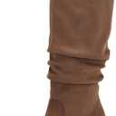 Huiyuzhi Womens Pointed Toe Mid Chunky Heel Side Zipper Knee High Boots Tall Booties (Brown)