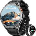 Military Smart Watch for Men 1.85" HD Ultra Screen Touch Screen 710mAh Battery Smart Watches for Android iOS Bluetooth Call Answer/Dial Calls Fitness Tracker with 100+ Sports (Black)