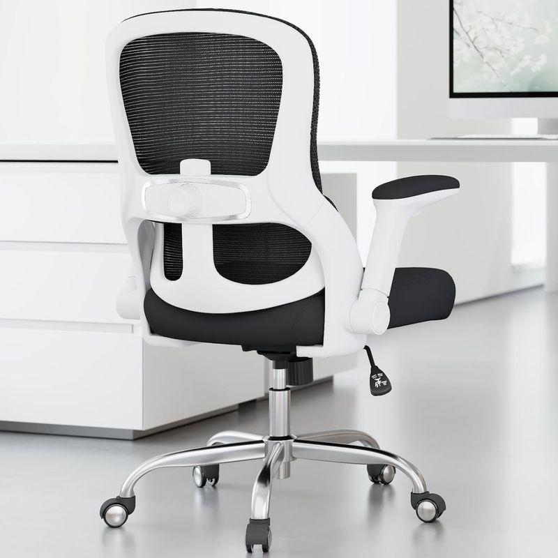 Ergonomic Office Chair - Computer Desk Chairs Comfy, Mesh High-Back Gaming Chair with Adjustable Lumbar Support, Executive Task Chair for Adults, Comfortable for Long Hours (White Black)